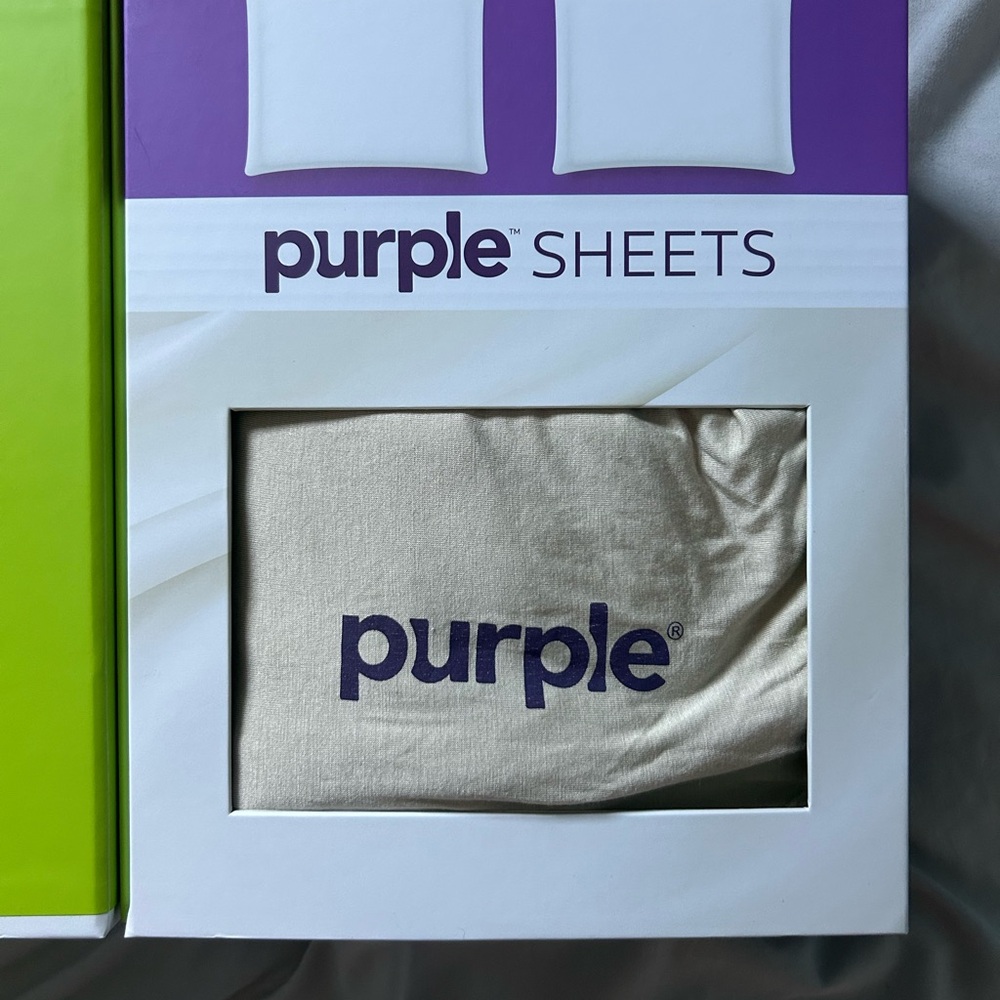 Purple sheets in Sand color
